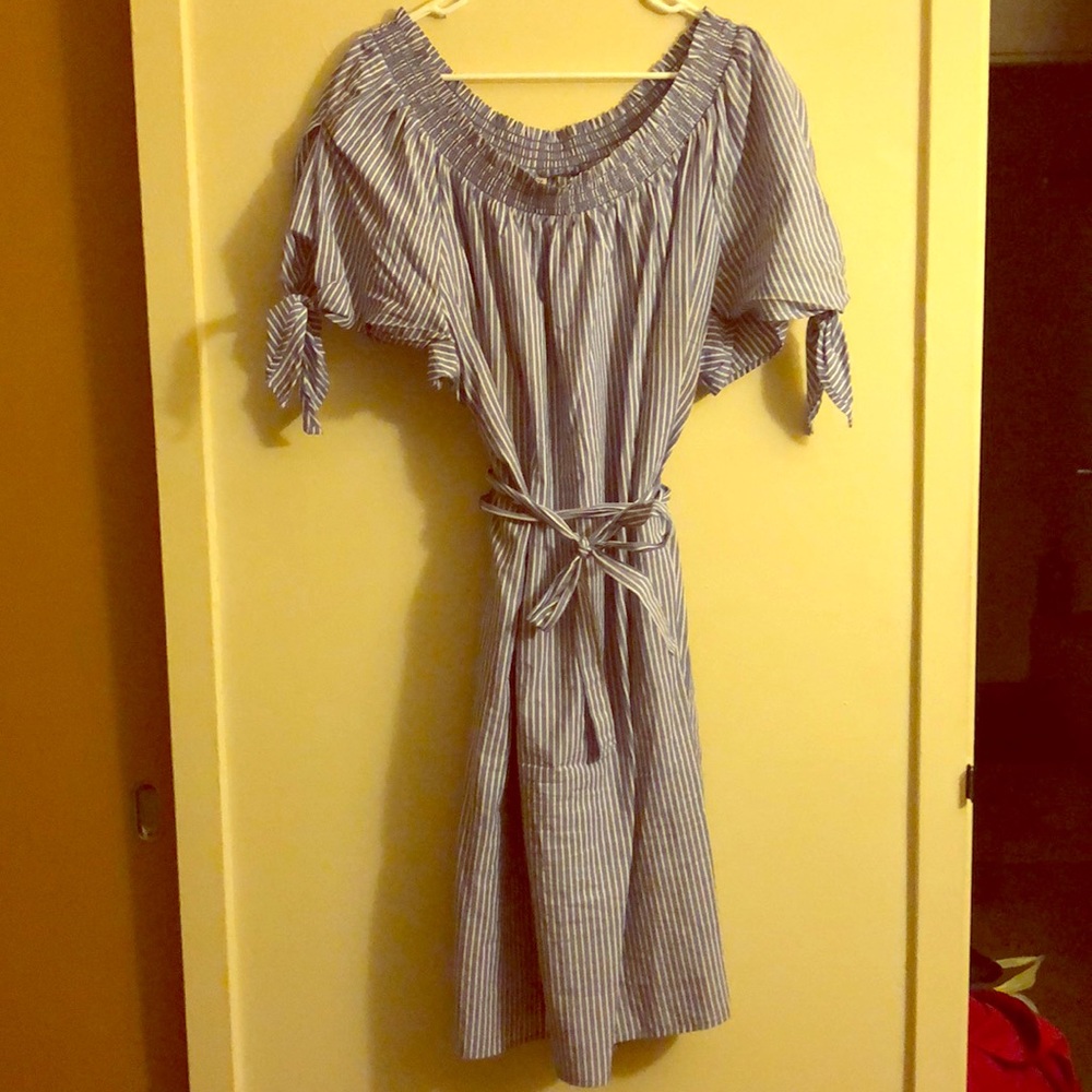 Striped dress with tie waist